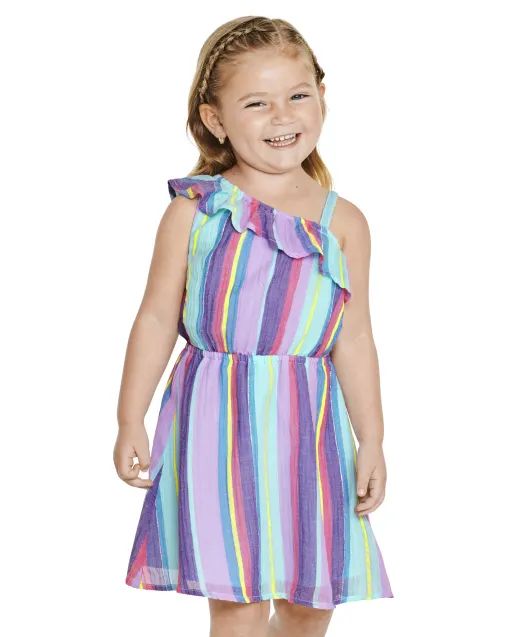 Baby And Toddler Girls Striped Knit One Shoulder Dress | The Children's Place  - SOLAR STORM | The Children's Place