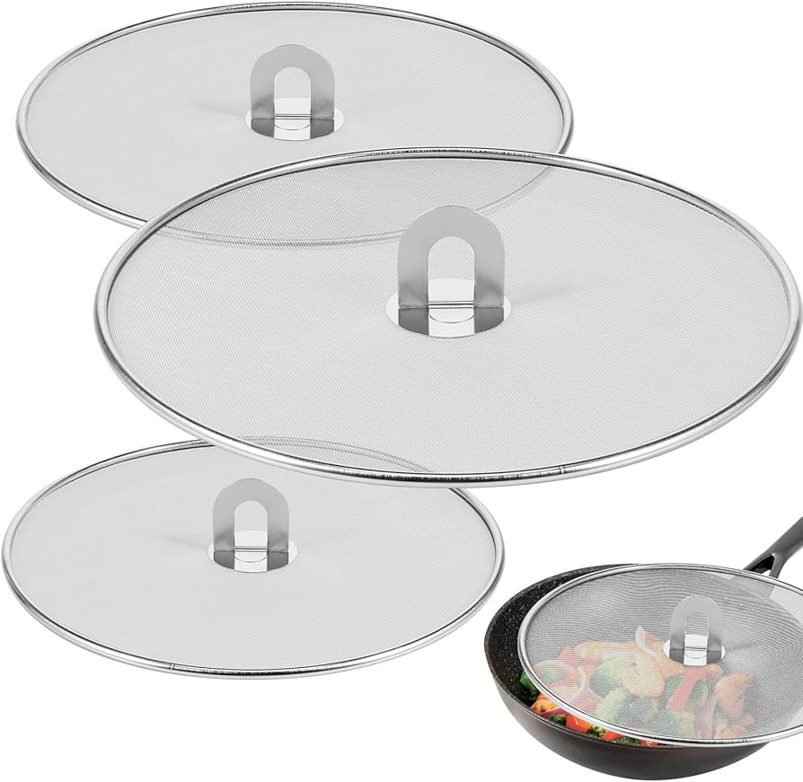 3 Pcs Splatter Guard Stainless Steel Frying Pan Splatter Screen Splash Proof Oil Splatter Cover w... | Amazon (US)
