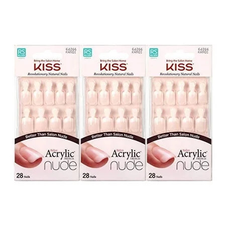 Kiss Salon Acrylic Nude French Nails 28 Count (Breathtaking) (3 Pack) | Walmart (US)