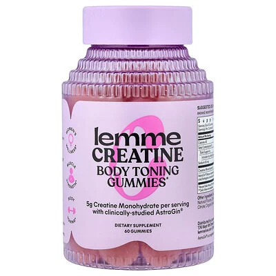 Lemme, Creatine, Body Toning Gummies, Sour Strawberry, 60 Gummies | iHerb