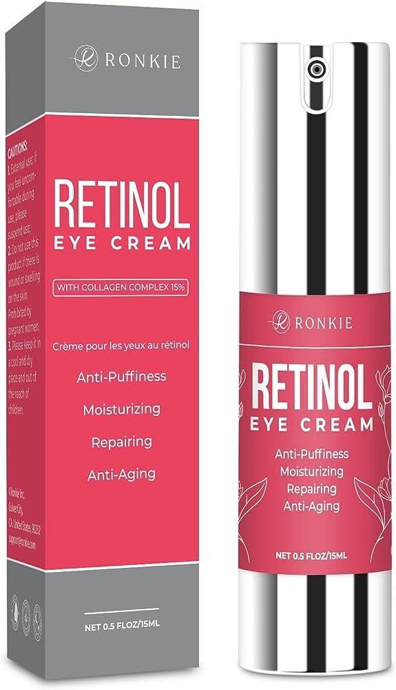 Retinol Eye Cream for Dark Circles and Puffiness, Anti Aging Eye Cream with Hyaluronic Acid and C... | Amazon (US)