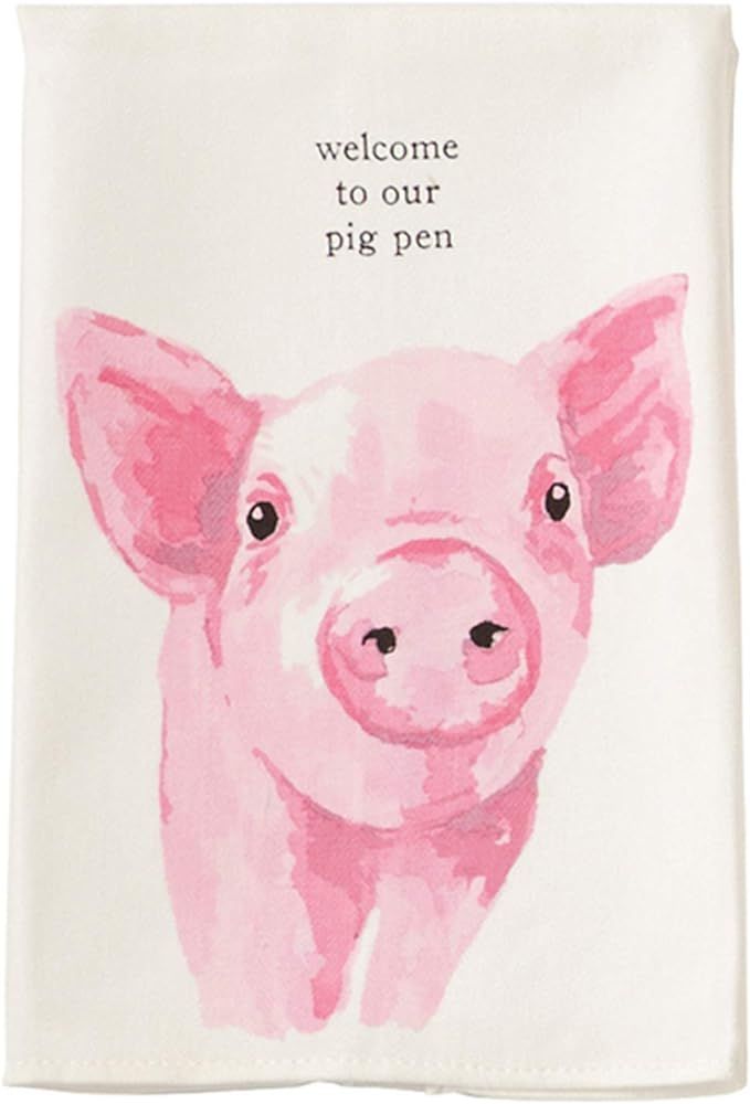 Mud Pie Farm Dish Towel, 26" x 16 1/2", Pig | Amazon (US)