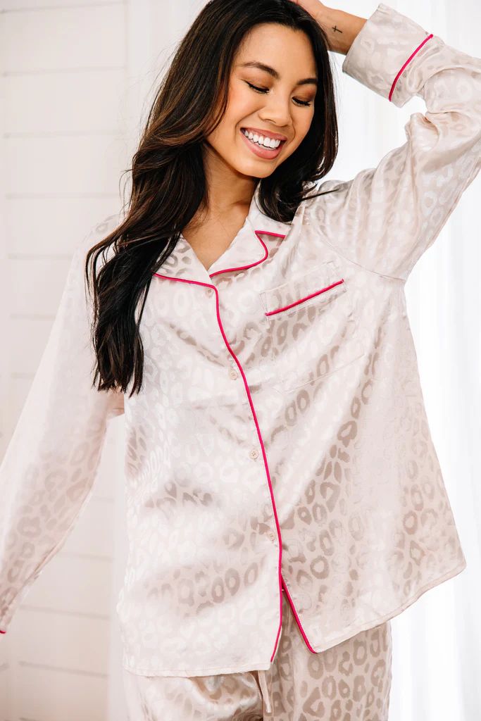 Feel The Energy Cream White Satin Leopard Pajama Set | The Mint Julep Boutique