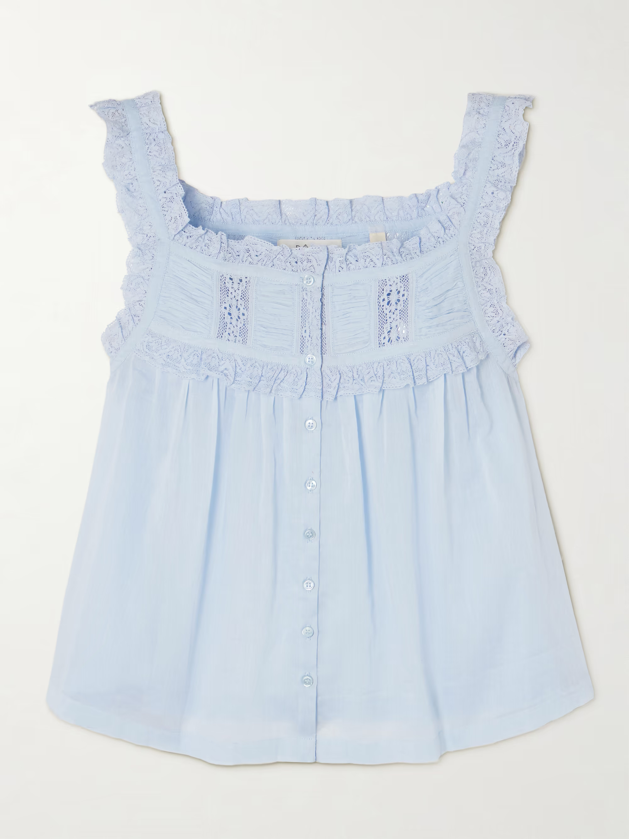 Fidella cropped lace-trimmed organic cotton-voile top | NET-A-PORTER (UK & EU)