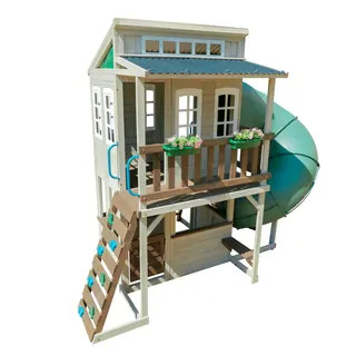 Cozy Escape Wood 2-decker Playhouse with Twisty Slide - Overstock - 29820915 | Bed Bath & Beyond