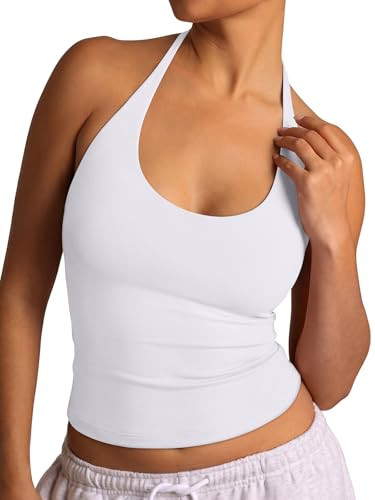 REORIA Womens Halter Braless Tie Scoop Neck Open Back 2026 Summer Tank Tops | Amazon (US)