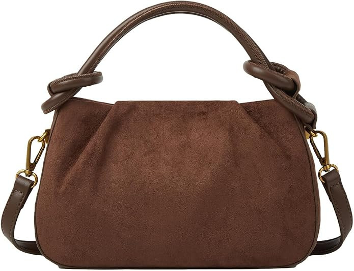 Women's Faux Suede Mini Crossbody Bag Crinkled Retro Small Square Purse 2026 Fall Winter Top Hand... | Amazon (US)
