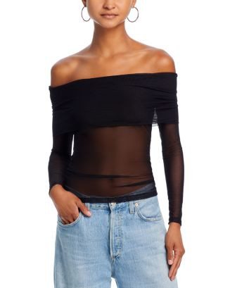 AQUASemi Sheer Fold Over Off-the-Shoulder Top - Exclusive | Bloomingdale's (US)