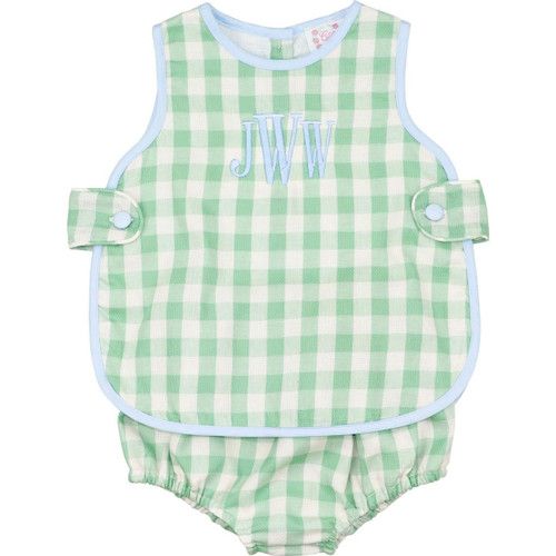 Blue And Green Check Diaper Set | Cecil and Lou