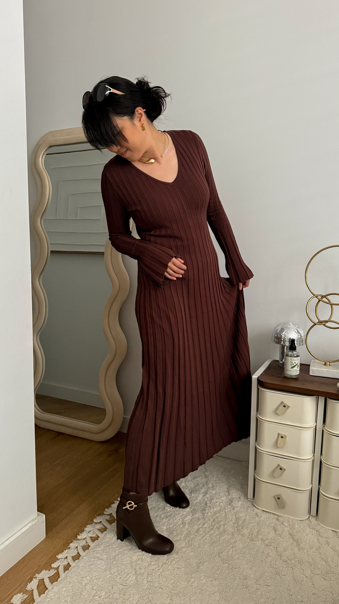 In the chocolate era! I love ribbed maxi dress and this is the perfect outfit for winter ! #chocolatetones #maxidress #ribbeddress #knitteddress 

#LTKaustralia #LTKwinter #LTKdresses