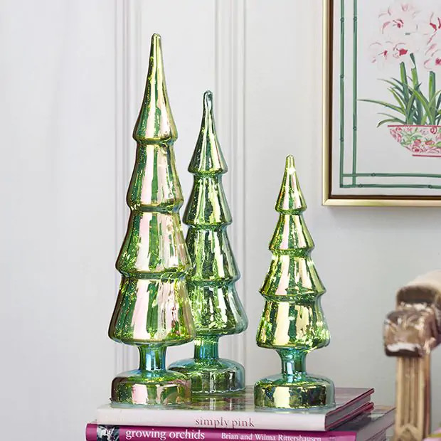 Shimmering Glass Tree Set of 3 | Antique Farm House