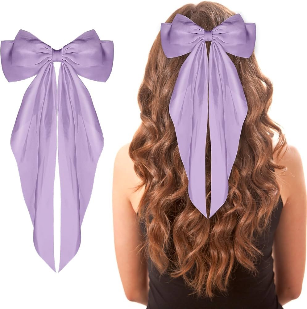 Big Bow Barrettes Long Tail French Ribbon Hair Pins Soft Silky Satin Hair Clip Metal Bowknot Clip... | Amazon (US)