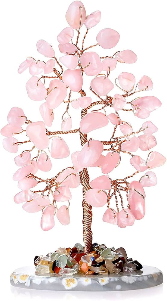 Amazon.com: DUQGUHO Rose Quartz Tree Decor Healing Crystal Pink Decoration Gemstone Energy Hippie... | Amazon (US)