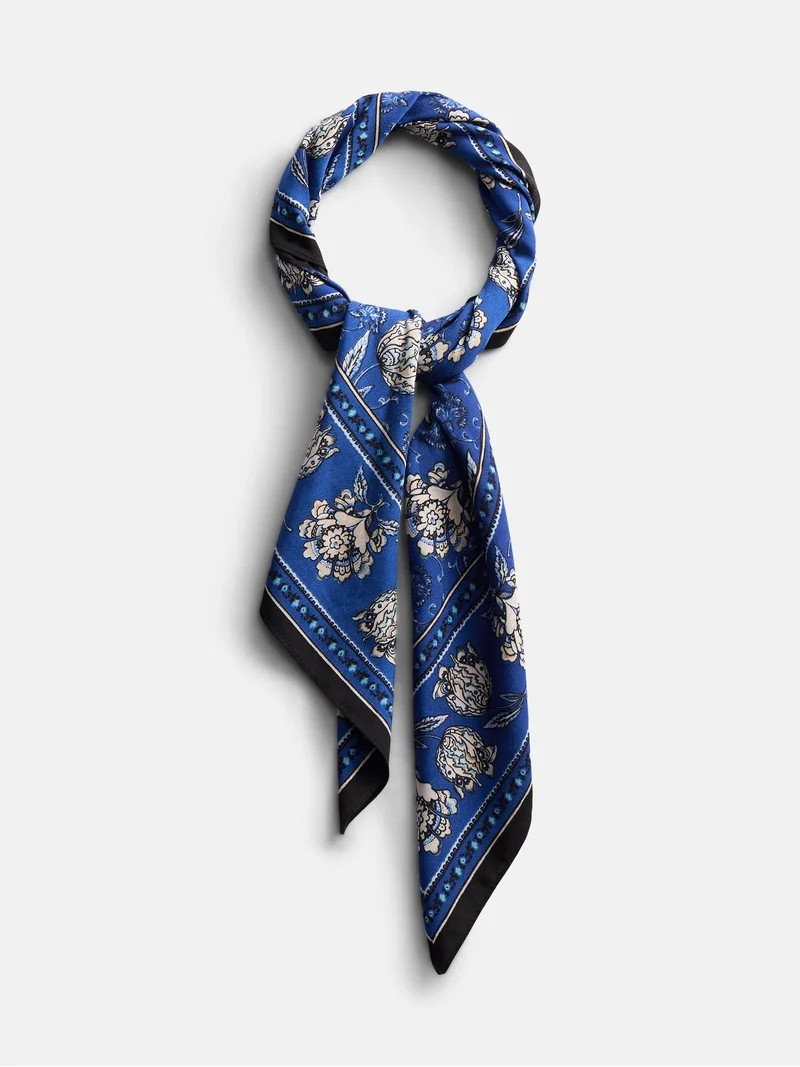 Scenario Women's Printed Square Scarf, Deep Indigo | Walmart (US)