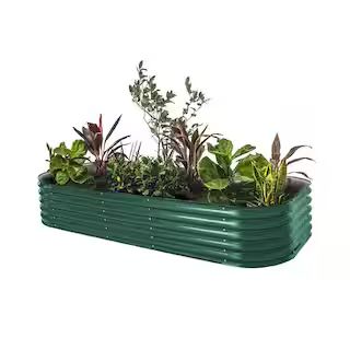 vego garden 17 in. 10-In-1 Modular British Green Metal Raised Garden Bed Kit | The Home Depot