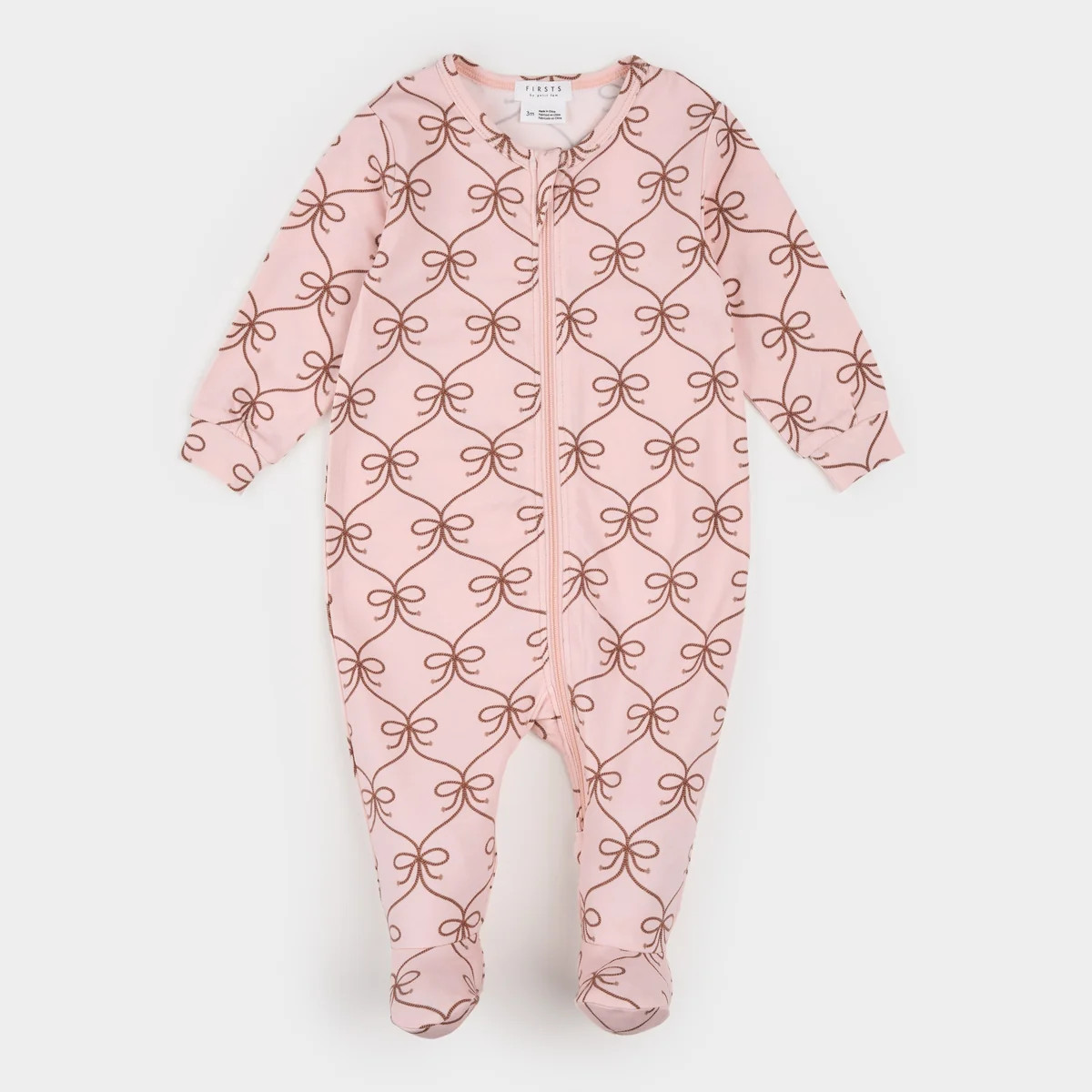 Lasso Bow Print on Rose LunaKnit Sleeper | Petit Lem