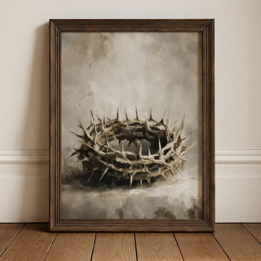 Religious Easter Wall Art | Easter Printable Art | Easter Decor | Crown of Thorns | Neutral Decor | Etsy (US)