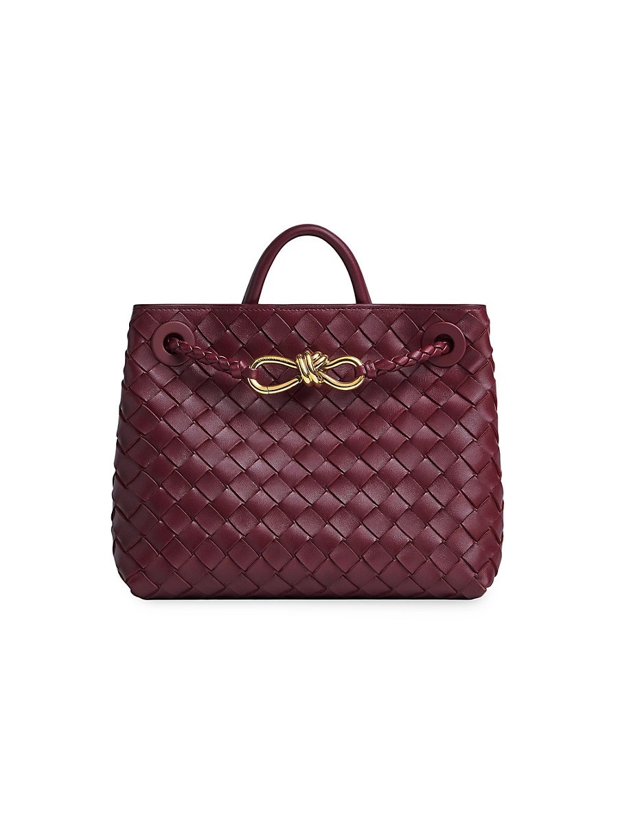 Women's Small Andiamo Intrecciato Leather Top-Handle Bag - Barolo | Saks Fifth Avenue