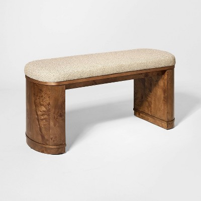 43" Burled Wood Upholstered Bench Dark Brown - Assembly Required | Target