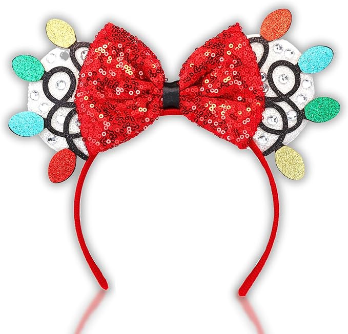 Needzo Light Bulb Christmas Mouse Ears Bow Headband, Sequin Holiday Party Hair Accessories, One S... | Amazon (US)