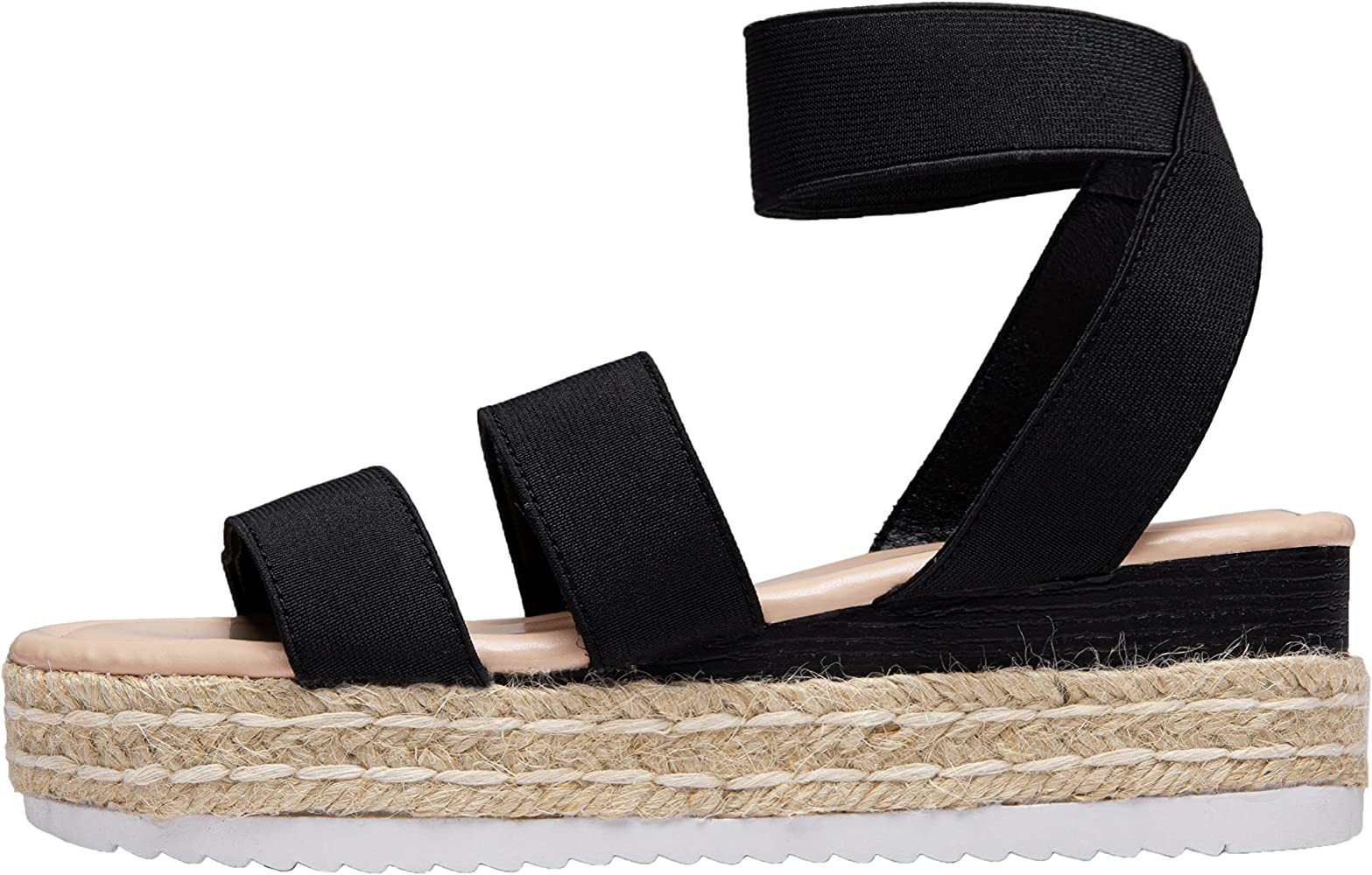 Vepose Women's 876 Double Elastic Strap Cute Sandal Open Toe Espadrilles Platform Wedge Sandals | Amazon (US)