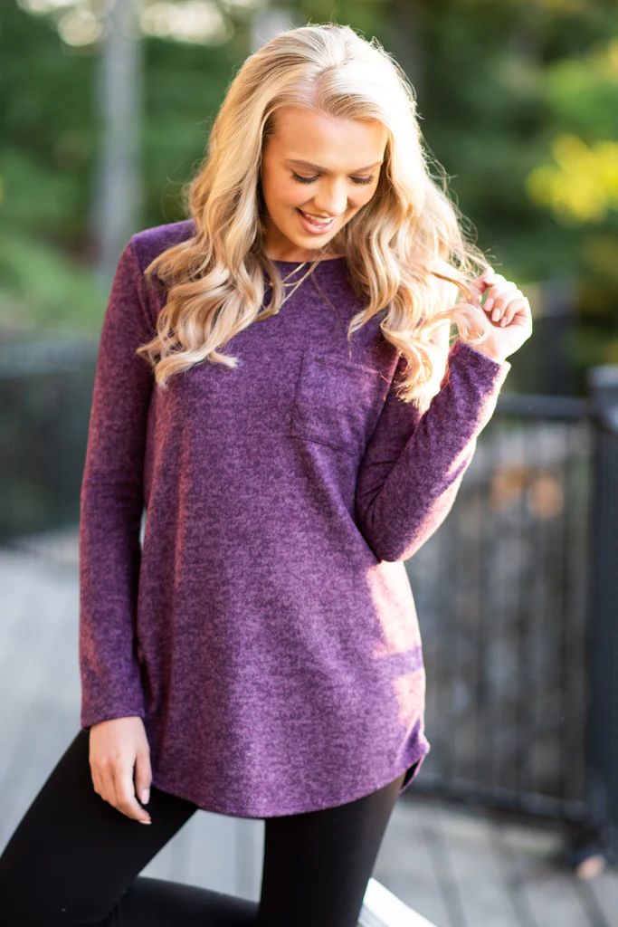 All Snuggled Up Purple Pocket Top | The Mint Julep Boutique