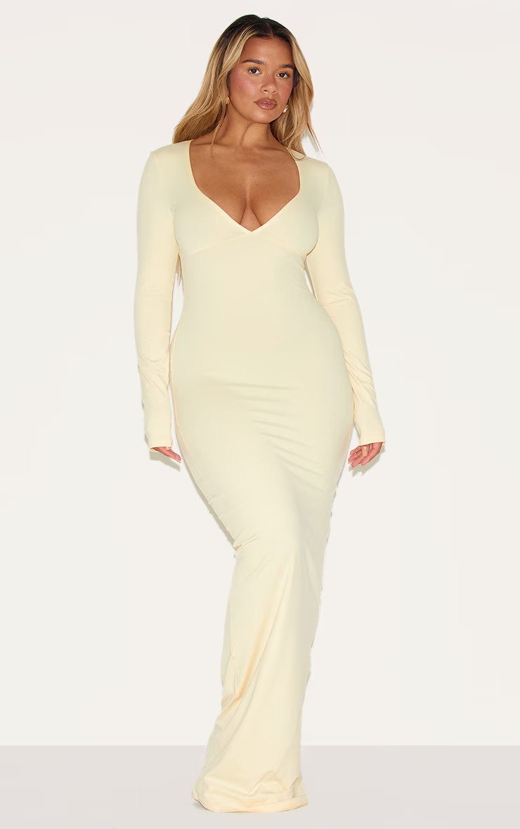 Shape Butter Yellow Sculpt Sweetheart Neck Maxi Dress | PrettyLittleThing US