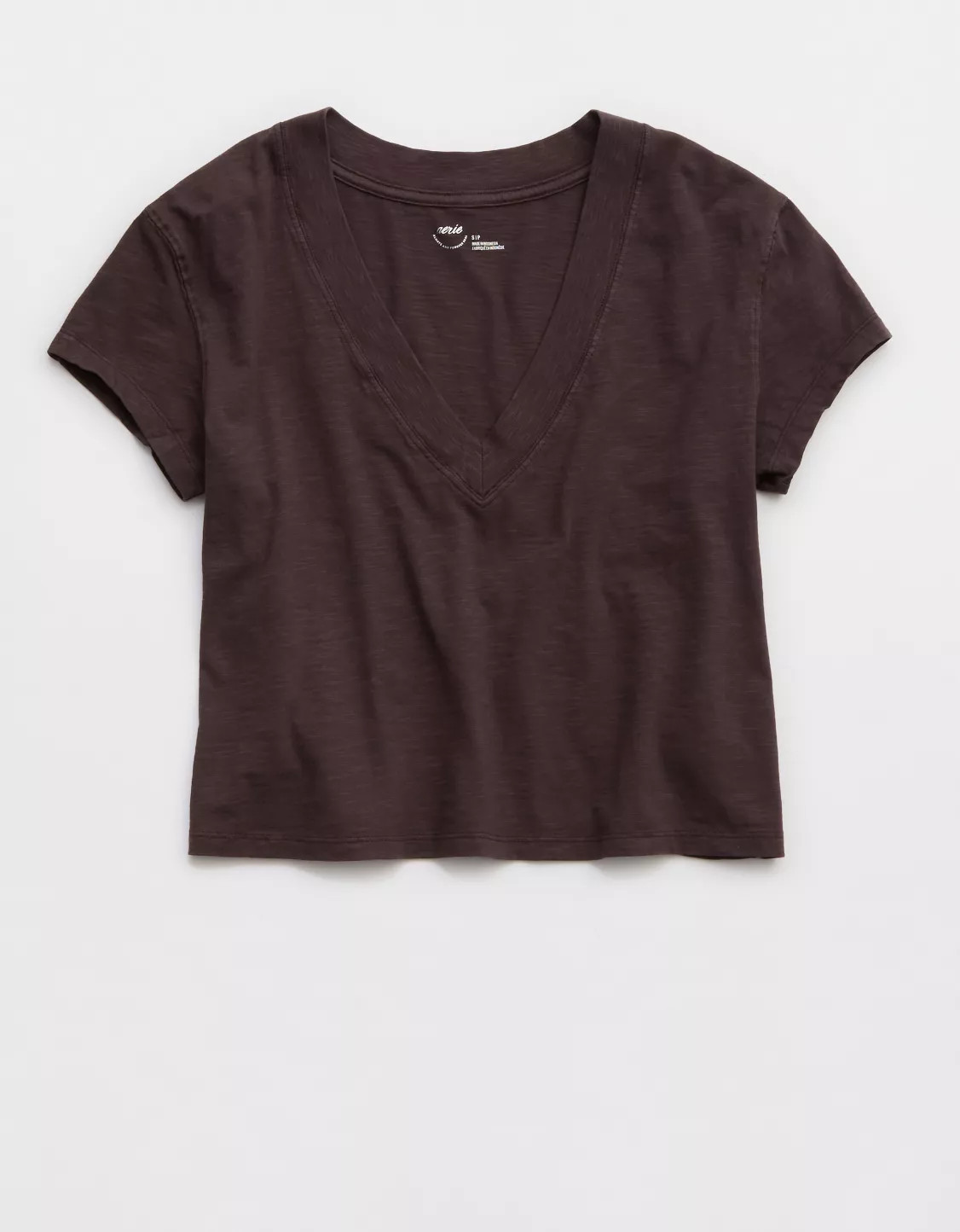 Aerie Cropped Extreme V-Neck T-Shirt | Aerie