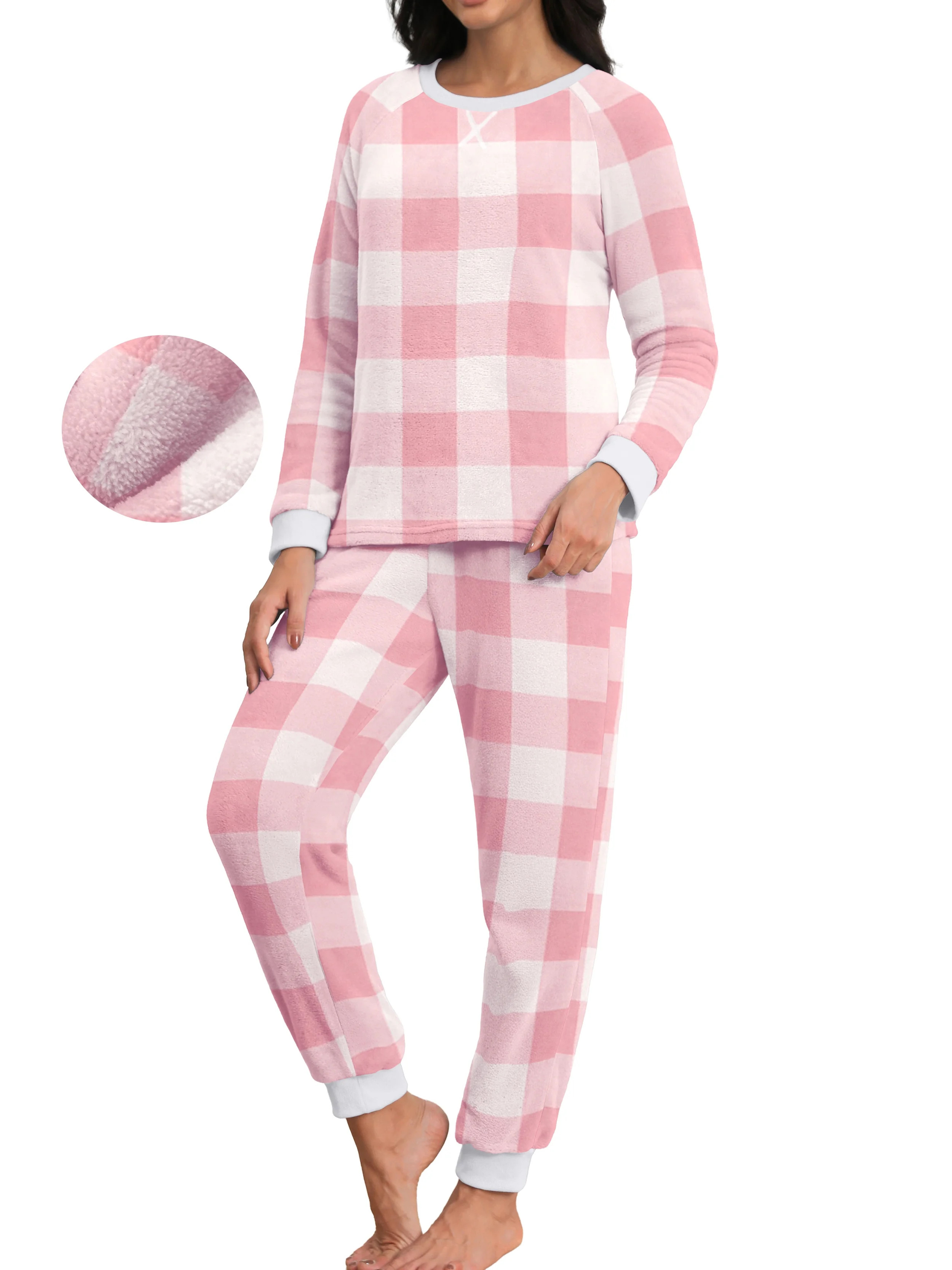 MINTREUS Womens Christmas Fannel Fuzzy Pajamas - Plush Fleece Set with Pockets | Holiday Gift & T... | Walmart (US)