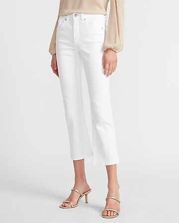High Waisted Original White Cropped Flare Jeans | Express
