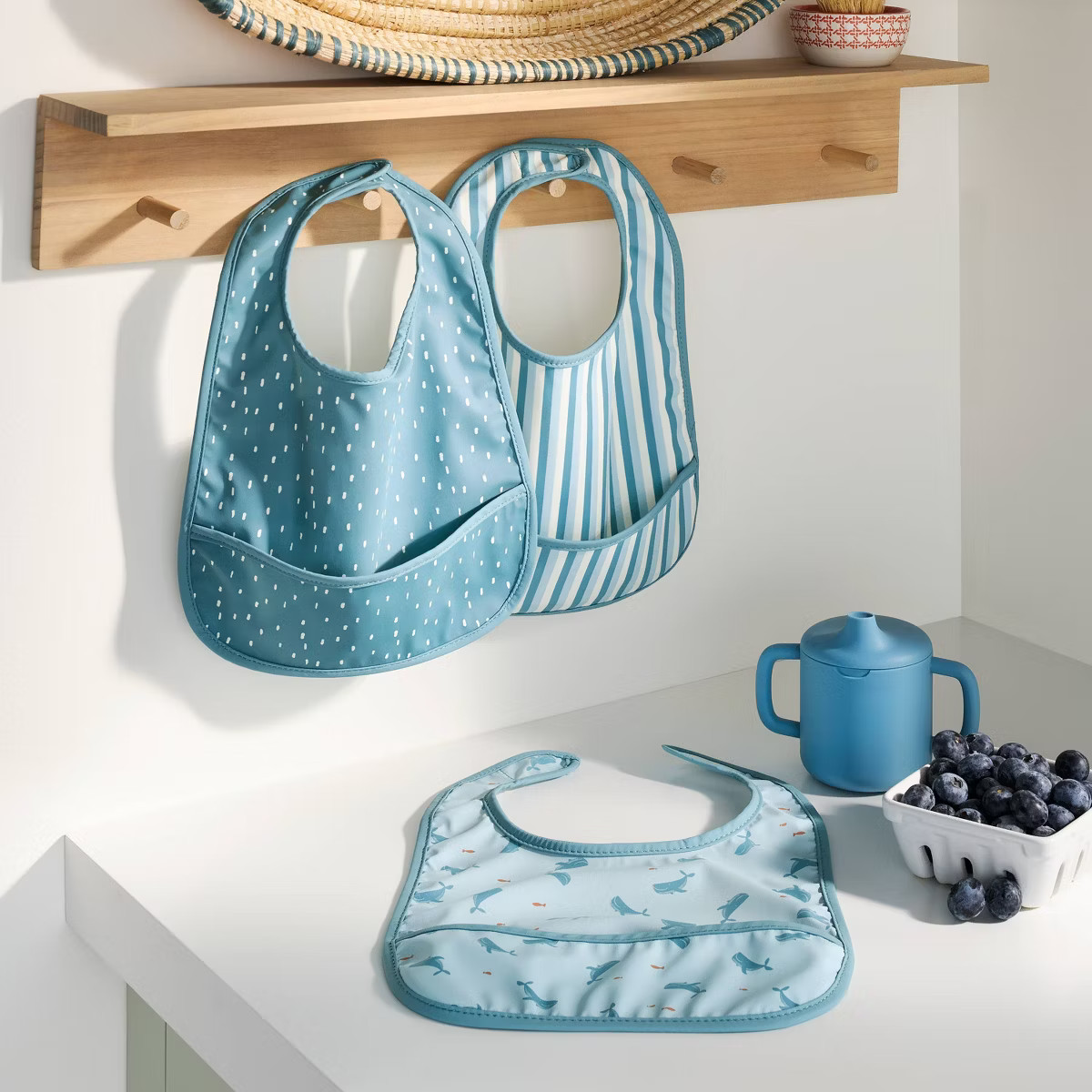 Water-Resistant Bibs - 3pk - Whales/Stripes/Dots - Cloud Island™ | Target