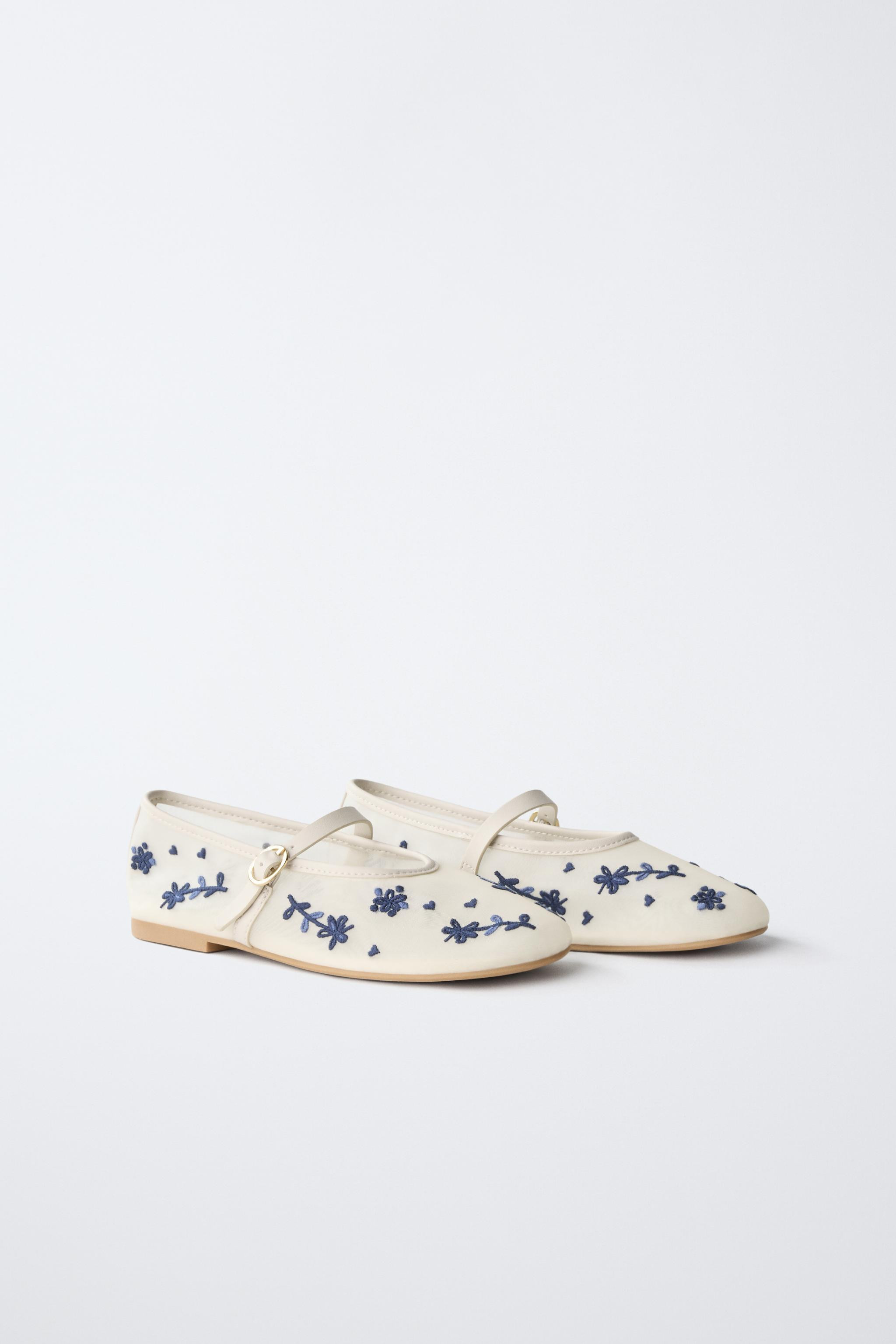EMBROIDERED BALLET FLATS | Zara US