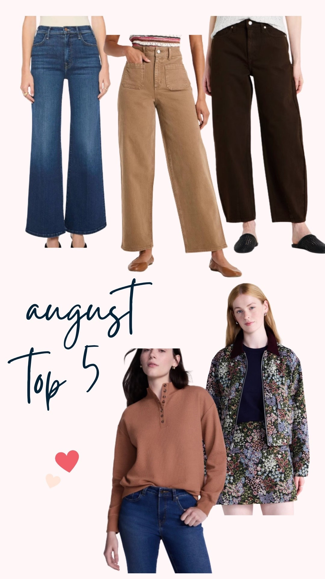 Best sellers from August - 3 pairs of fantastic pants that will be great for fall, and two better than basic tops. 

Sizing: 
Get your true size in the jeans. I wear a 4 in the target jeans and a 26 in the Nordstrom jeans.

I’m in an XS in the jacket (it runs oversized, don’t size up) and a small in the button up pullover .

#LTKOver40 #LTKgrwm #LTKSeasonal