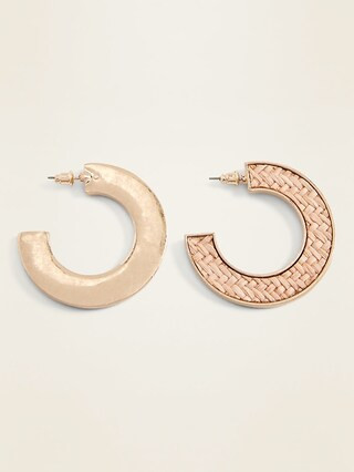 Straw Hoop Drop Earrings for Women | Old Navy (US)