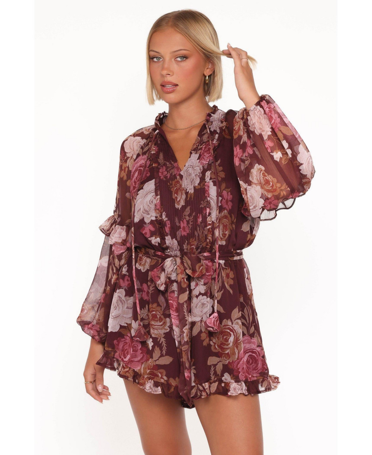 Petal and Pup Women's Delaney Long Sleeve Romper - Brandy bloom | Macy's