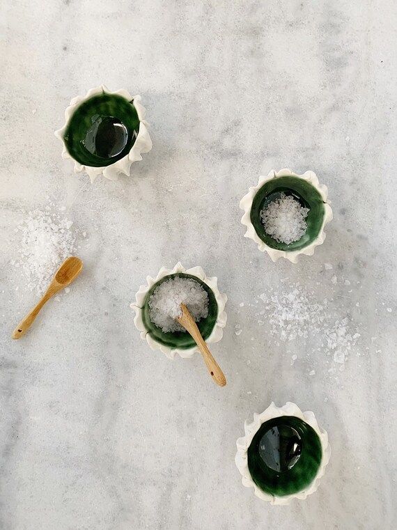 Tiny Scallop Bowl Emerald Green  Pinch Bowl Salt Dish | Etsy | Etsy (CAD)