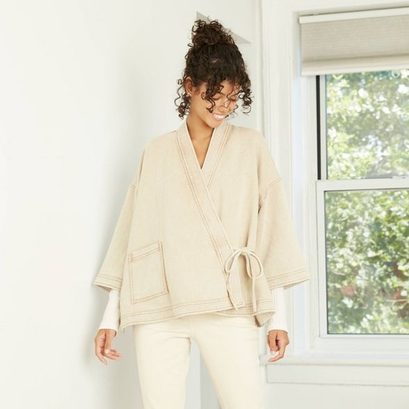 Women's Neutral Overcoat Jacket - Universal Thread™ Cream | Target