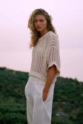 Goldie Corded Mesh Crew-Neck Sweater | Anthropologie (US)