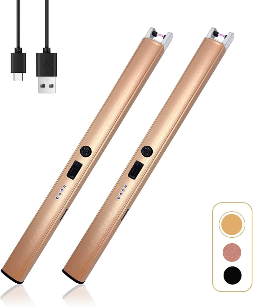 2 PCS Candle Lighter,Windproof Flameless Electric Lighter with LED Power Display ＆ Safety Switc... | Amazon (US)