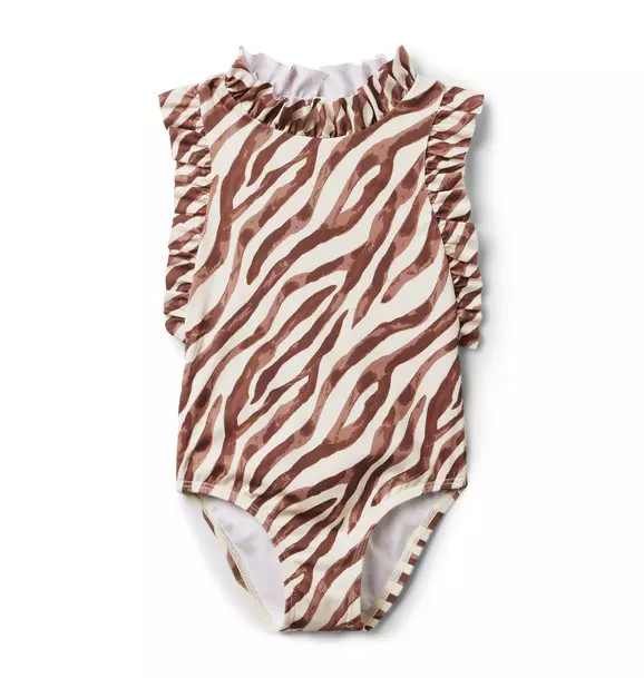 Recycled Zebra Ruffle Swimsuit | Janie and Jack