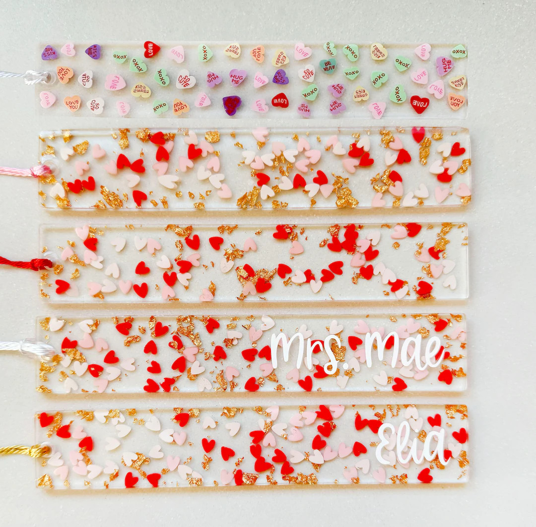 Valentine's Day Gift Galentine's Gift Personalized Heart Bookmark Personalized Valentine's Gift f... | Etsy (US)