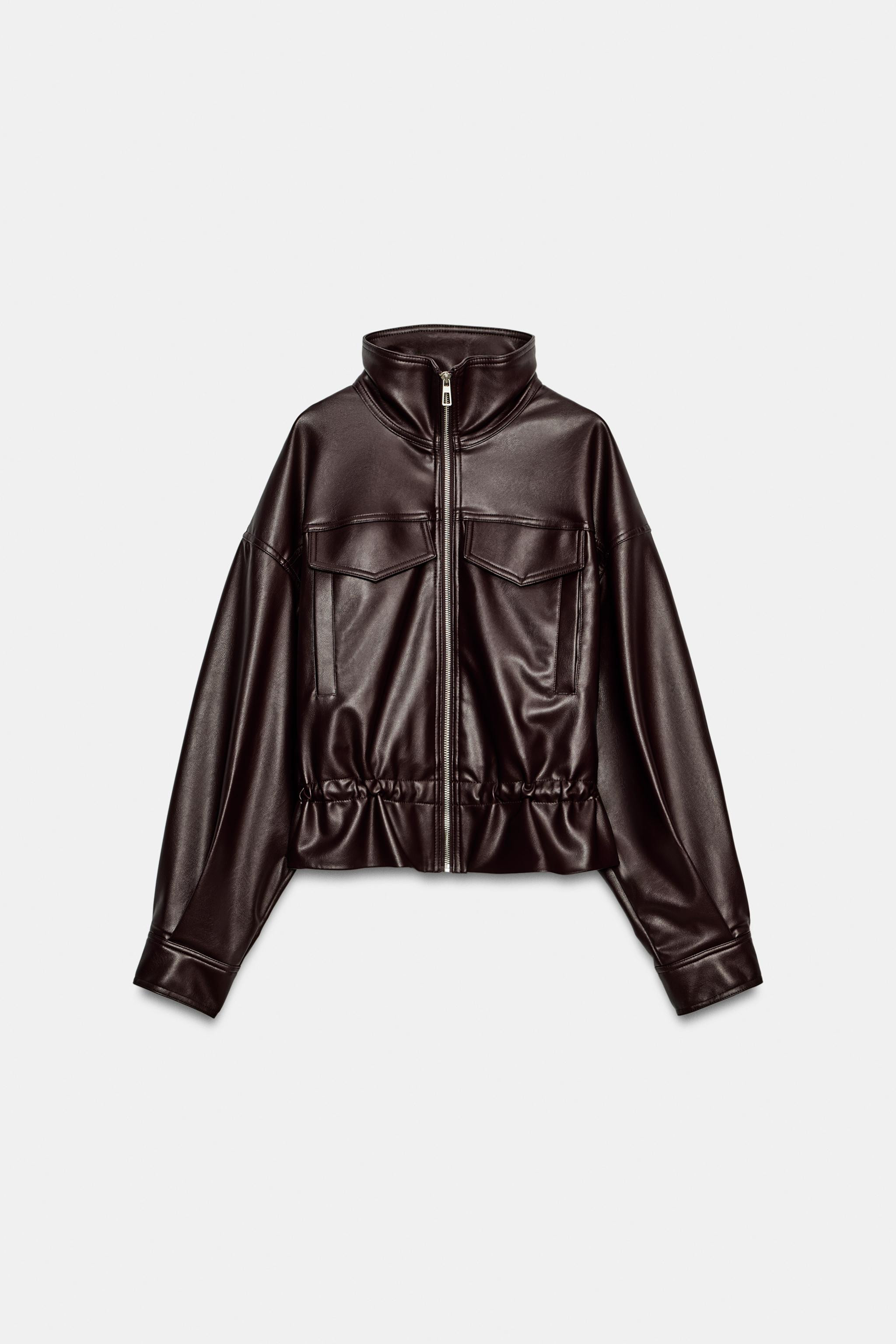 ADJUSTABLE WAIST FAUX LEATHER JACKET | Zara US