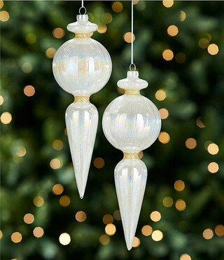 Southern Living Merry and Bright Collection Luster Iridescent Glass Finial Ornament, Set of 2 | D... | Dillard's