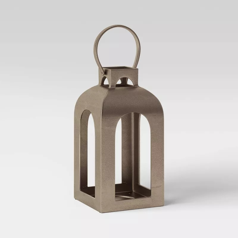 Cast Metal Outdoor Lantern Pillar Candle Holder Gold - Smith & Hawken™ | Target