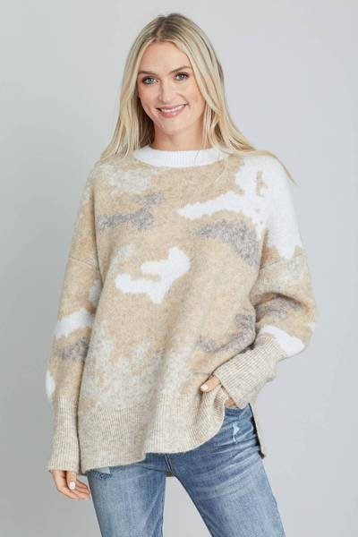 RD Style Camo Crewneck Sweater | Social Threads