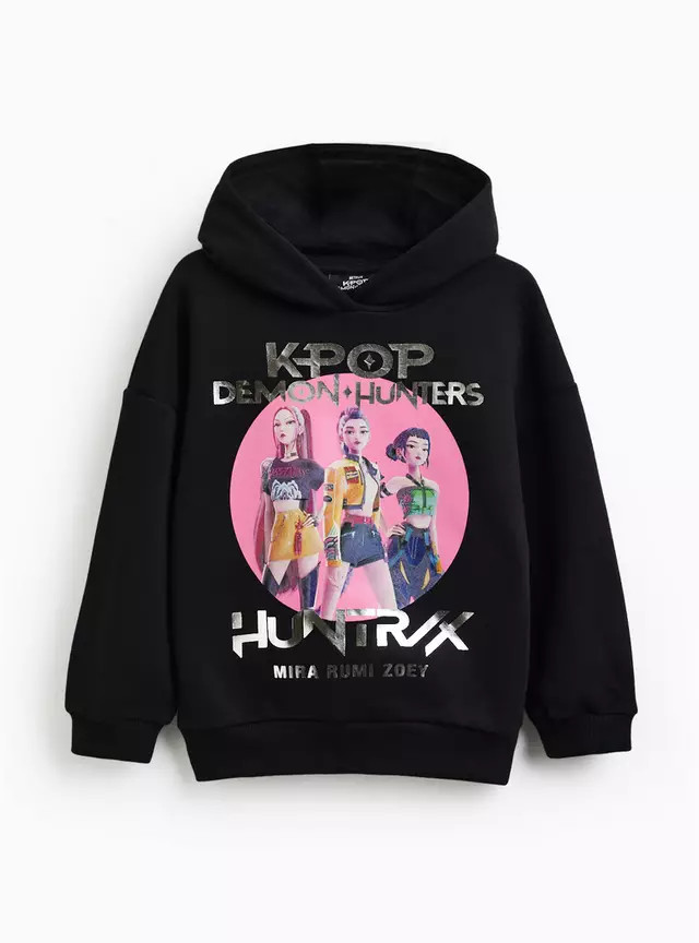 Black KPop Demon Hunters Graphic Hoodie 6 years | Tu Clothing