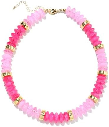 Chunky Beaded Necklace for Women Boho Resin Beaded Choker Necklace Adjustable Surfer Beach Strand... | Amazon (US)