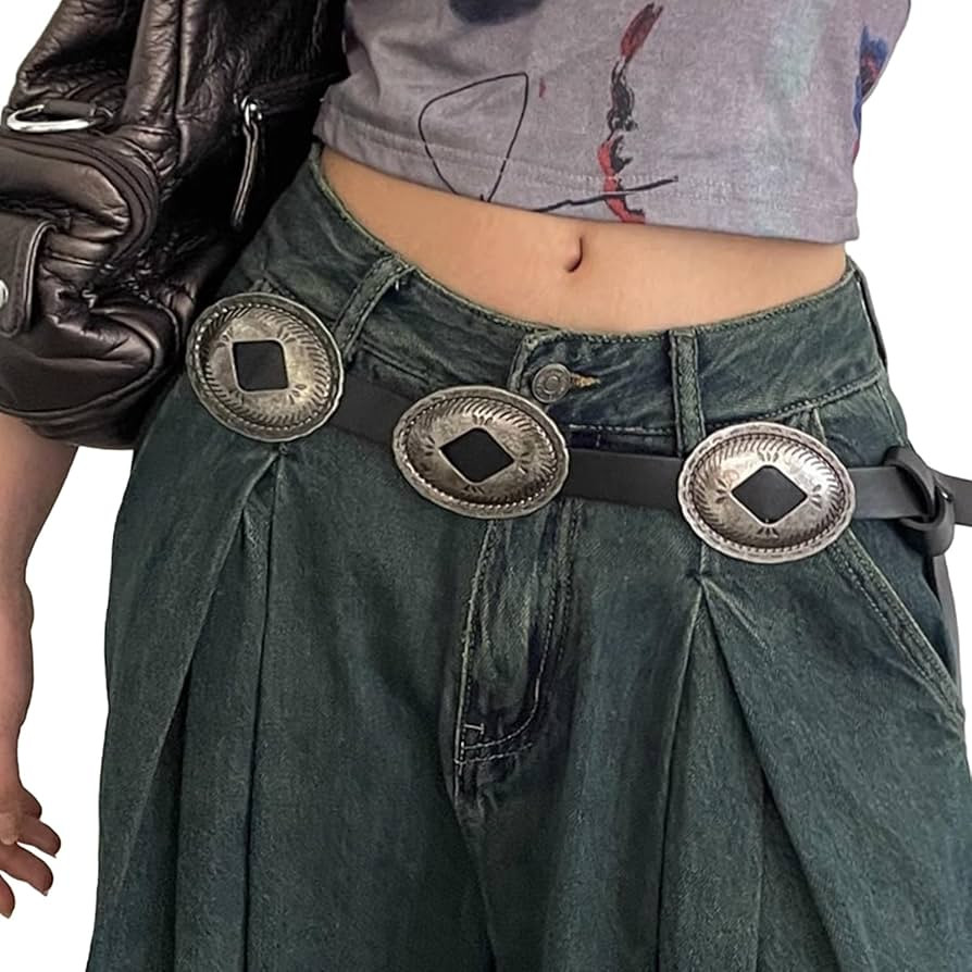 Waist Belt Engraved Disc for Cowboy Cowgirl with Charm Vintage Belt Hot Girl Waist Chain Wide Sex... | Amazon (US)