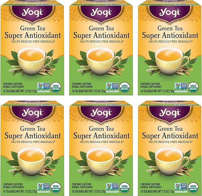 Yogi Tea Green Tea Super Antioxidant Tea - 16 Tea Bags per Pack (6 Packs) - Organic Green Tea for... | Amazon (US)