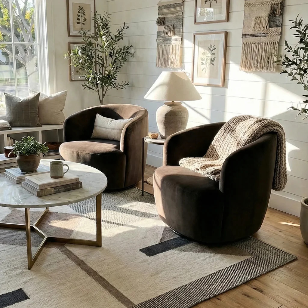 Bella Modern Small Velvet Swivel Barrel Chair (1-Piece) | Pop Maison